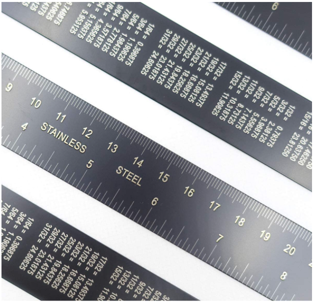 12" stainless ruler black