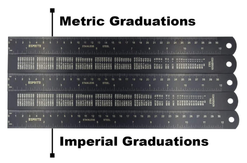 12" stainless ruler black